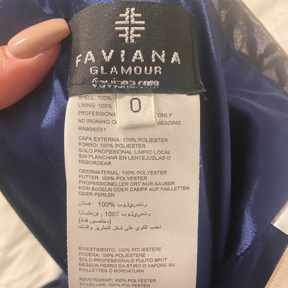 Faviana Sheer Blue Prom Dress - Picture 12 of 14